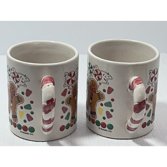 VTG Betallic Inc. Christmas Candy Gingerbread Hand Painted Handle Mug Crazing - Picture 4 of 14